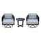 International Concepts Outdoor 3 Piece Patio Furniture Set with an End Table and 2 Swivel Rocking Chairs KODOT-12RE-201SW-2 - alternate 1